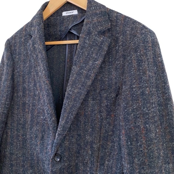 Officina 36 Blazer Wool Blend Jacket Sports Coat Blue Rust Stripes Men’s Size 48 - Picture 2 of 12